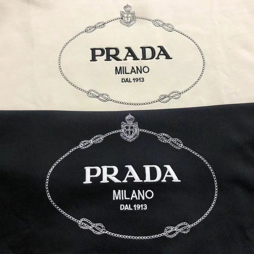 Prada Hoodies & Sweatshirts Logo-print pullover hoodie with striped cuffs image 4