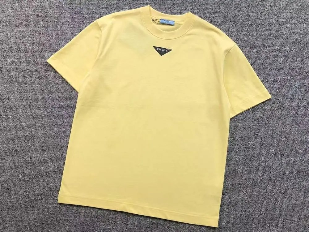 Prada T-Shirts Triangle Logo Crewneck T-Shirt — Style 3