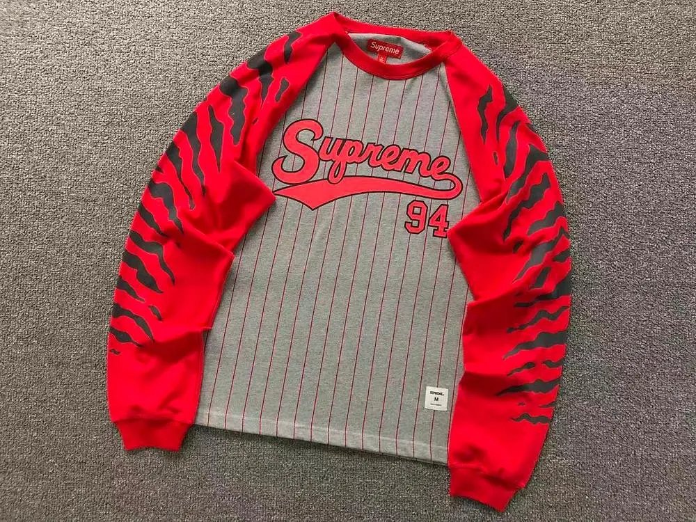 Supreme Hoodies & Sweatshirts 94 Logo Tiger-Stripe Raglan Sweatshirt image 3