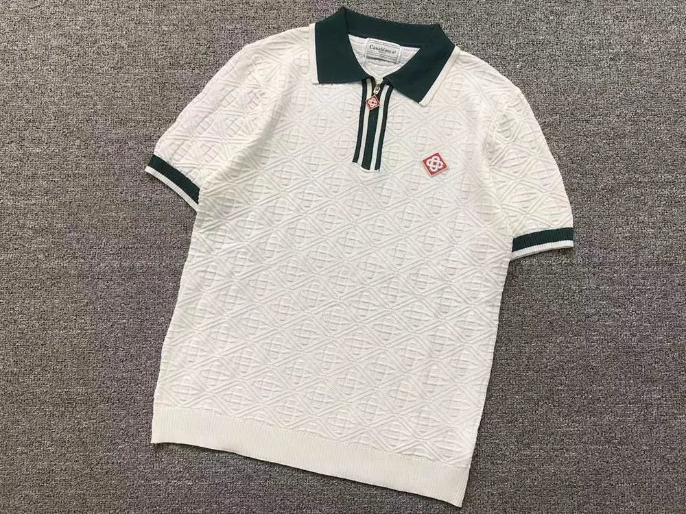 Casablanca Knitwear Textured short-sleeve polo shirt — Style 1