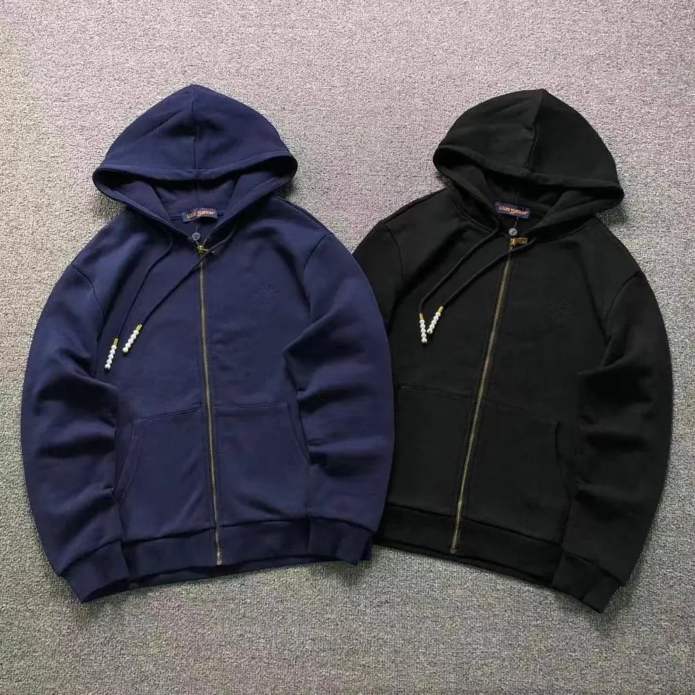 Louis Vuitton pearl‑drawstring zip‑up hoodie — W2CFinds curated find