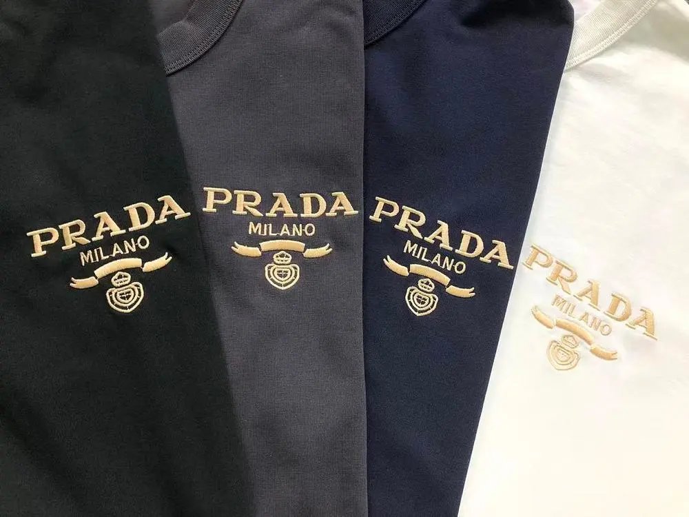 Prada T-Shirts Short-Sleeve Crewneck Logo T-Shirt image 6
