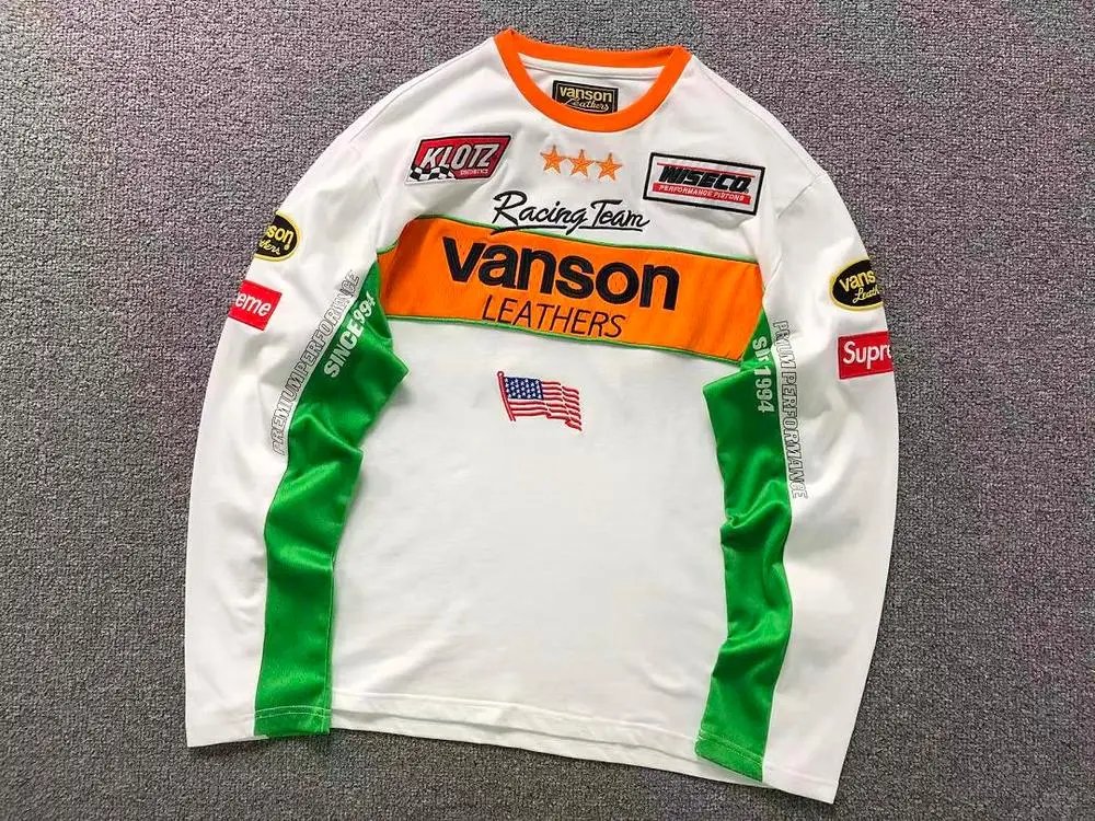 Vanson Shirts Racing Team Graphic Long-Sleeve Shirt — Style 1