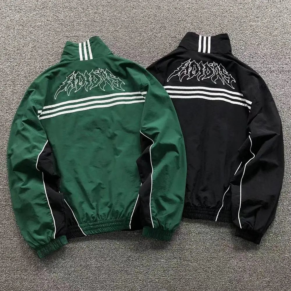 Adidas three stripes graphic print stand collar windbreaker jacket — W2CFinds curated find