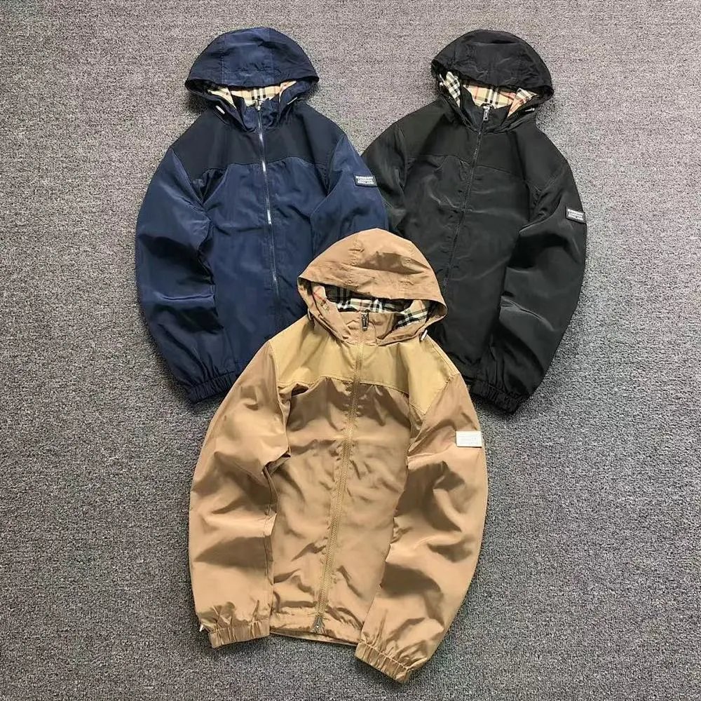 Burberry check lined hooded windbreaker jacket