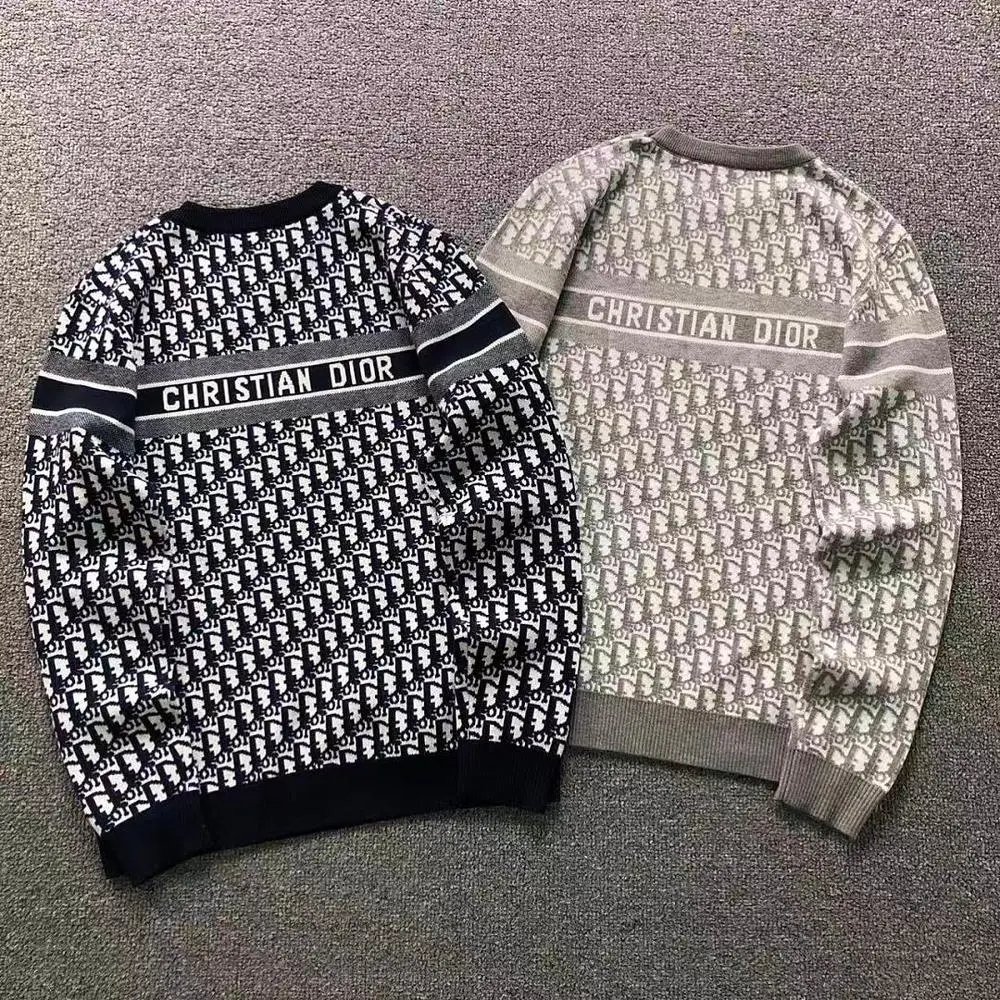 Dior oblique jacquard back logo crew neck sweater — W2CFinds curated find