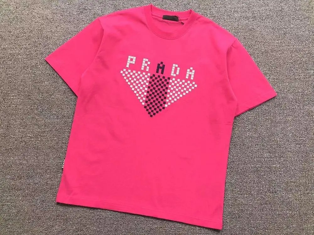 Prada T-Shirts Checkerboard Triangle Graphic image 3