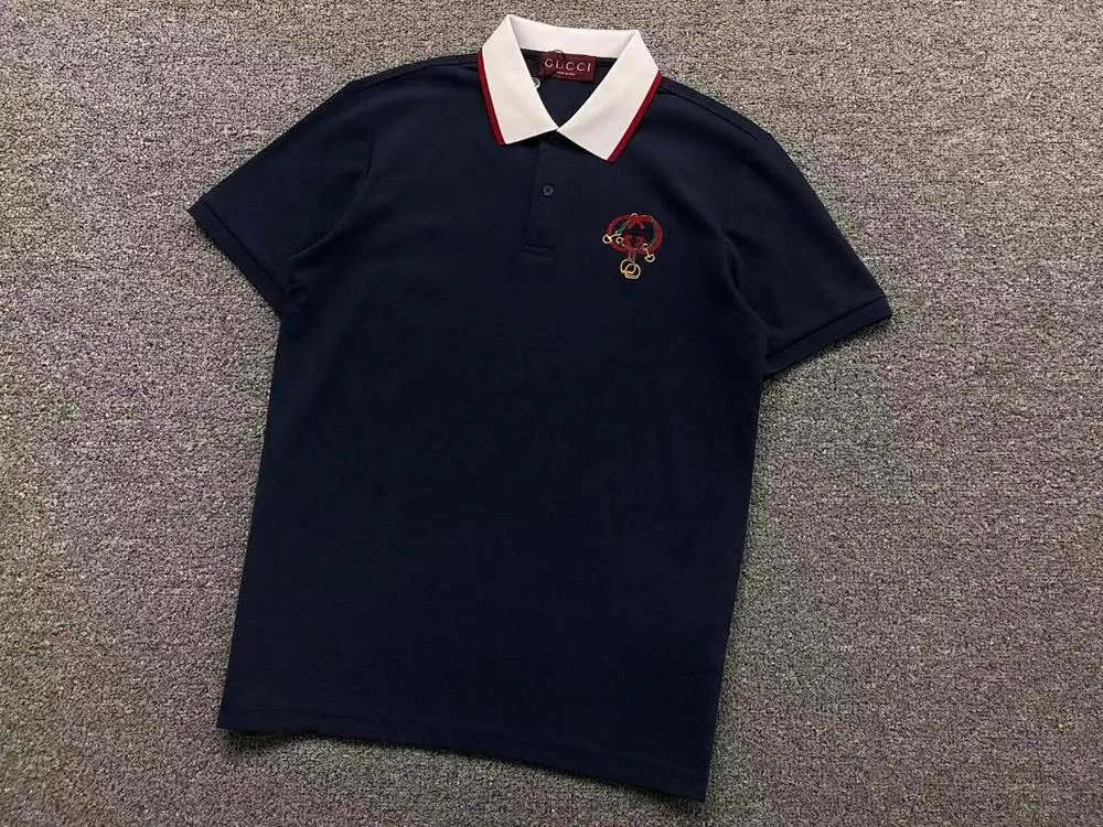 Gucci T-Shirts Short-Sleeve Polo Shirt with Contrast Collar and Embroidered Chest Emblem image 3