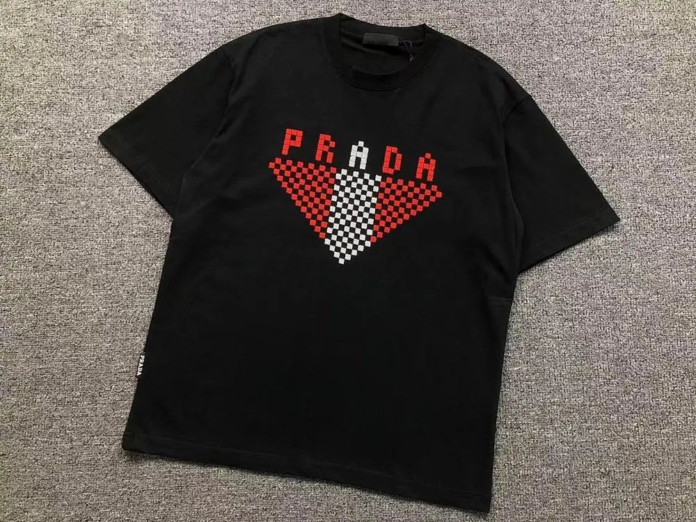 Prada T-Shirts Checkerboard Triangle Graphic image 4