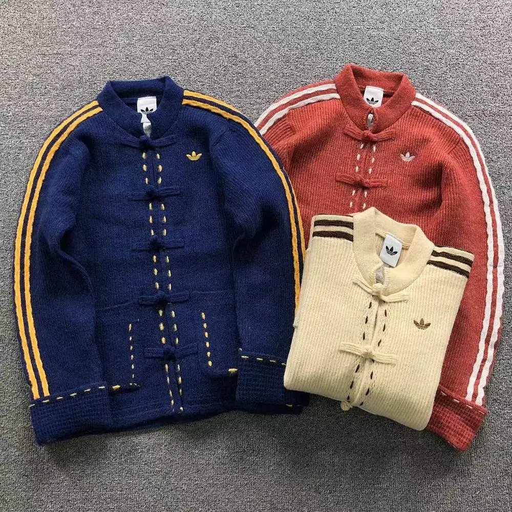 Adidas frog button mandarin collar sweater — W2CFinds curated find