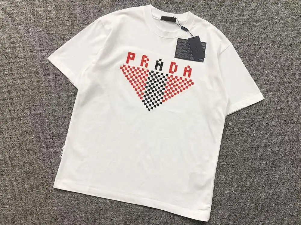 Prada T-Shirts Checkerboard Triangle Graphic image 2