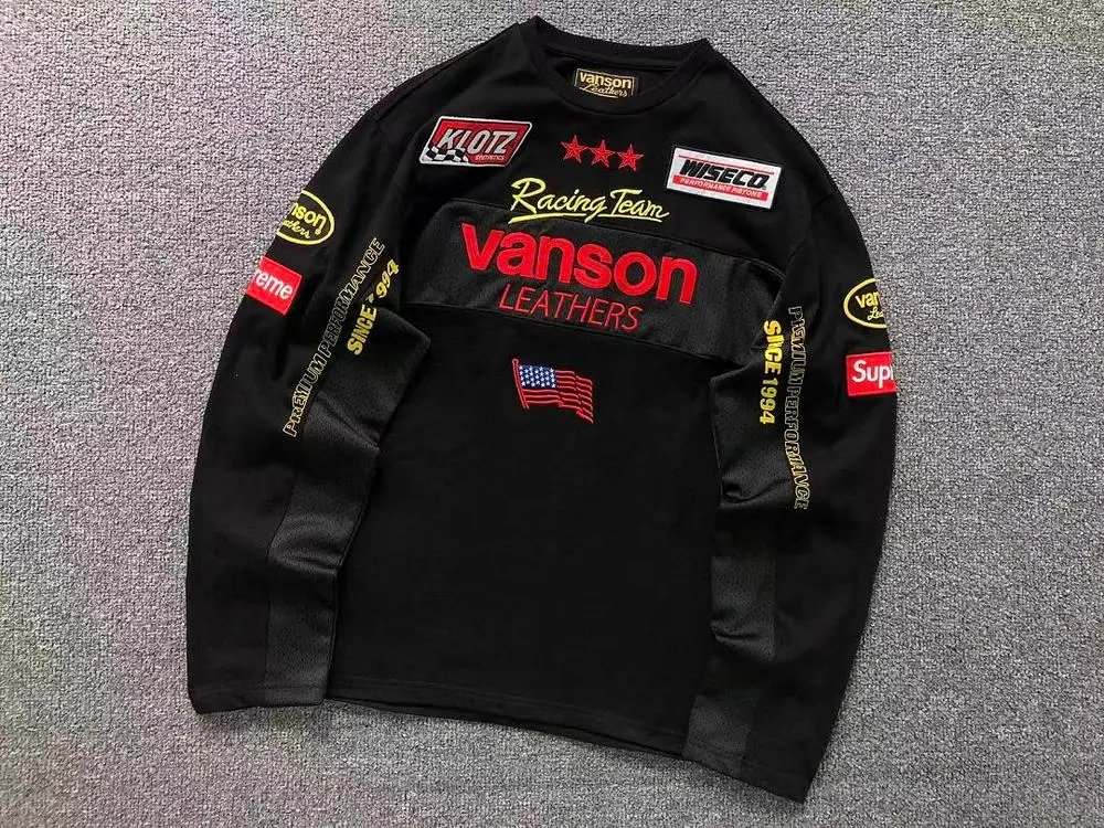 Vanson Shirts Racing Team Graphic Long-Sleeve Shirt — Style 4