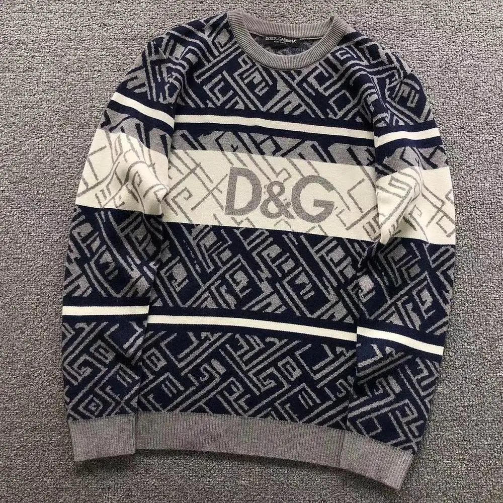 Dolce & Gabbana geometric logo jacquard crew neck sweater — W2CFinds curated find