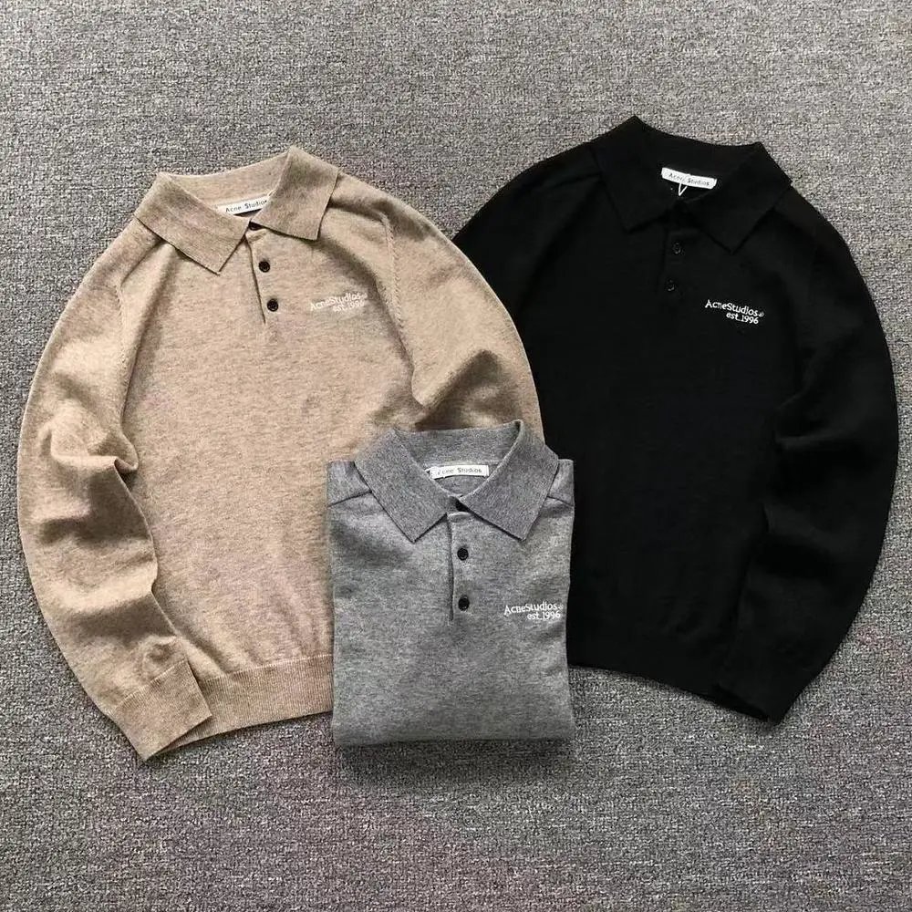 Acne Studios logo knit polo sweater — W2CFinds curated find