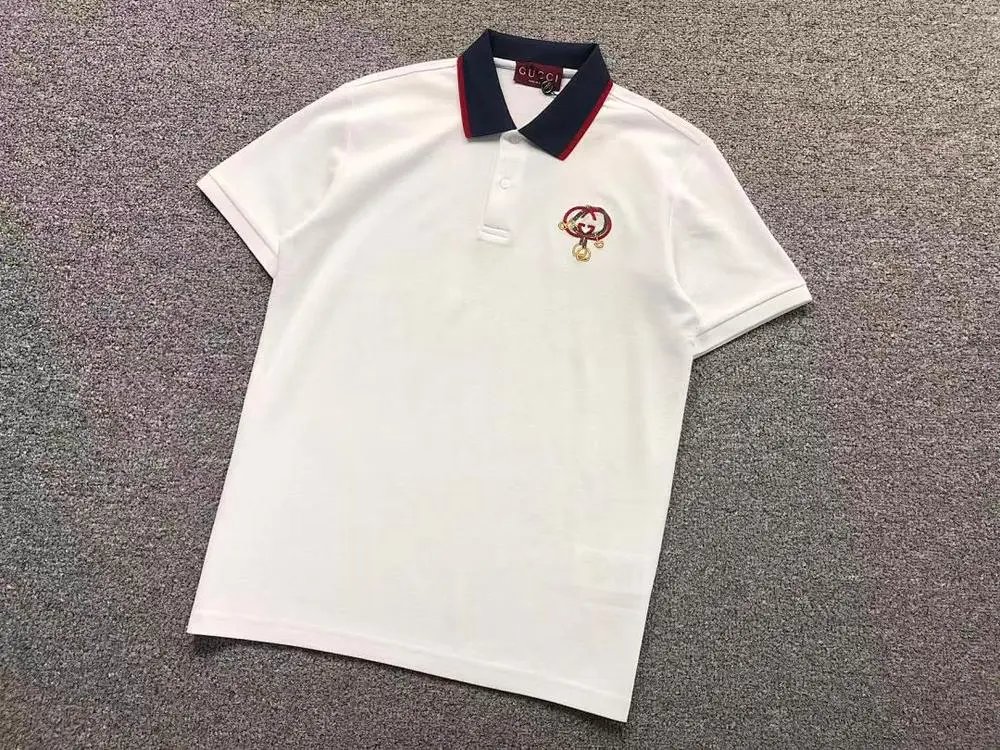 Gucci T-Shirts Short-Sleeve Polo Shirt with Contrast Collar and Embroidered Chest Emblem image 2