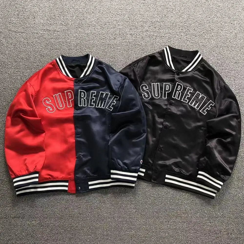 Supreme printed satin varsity jacket — W2CFinds curated find