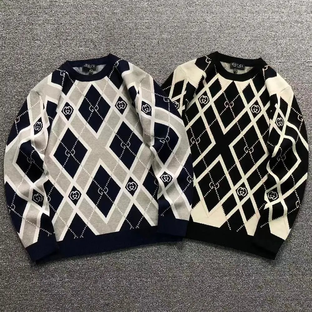 Gucci argyle interlocking G jacquard crew neck sweater — W2CFinds curated find