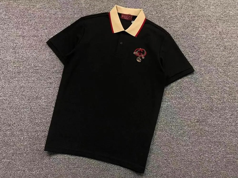 Gucci T-Shirts Short-Sleeve Polo Shirt with Contrast Collar and Embroidered Chest Emblem image 5