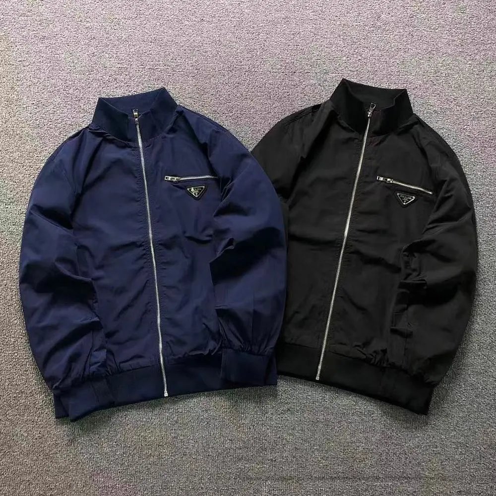 Prada triangle logo zip-up bomber jacket — W2CFinds curated find