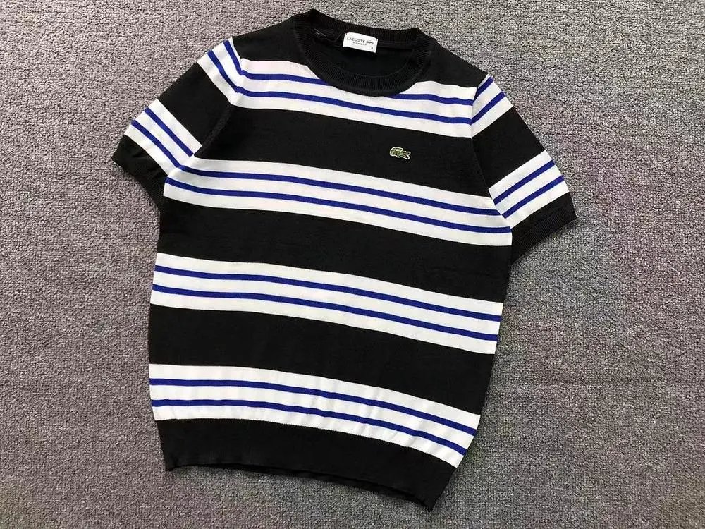 Lacoste Knitwear Short-Sleeve Striped Crewneck Knit Sweater image 2