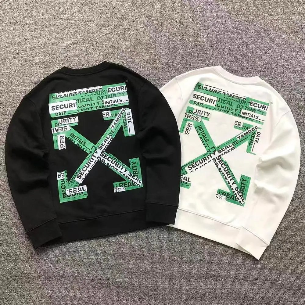 Off‑White security‑tape‑arrow crewneck sweatshirt — W2CFinds curated find