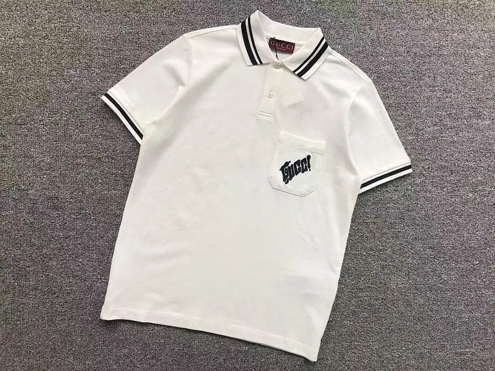 Gucci Shirts Short-Sleeve Polo Shirt with Striped Trim and Logo Chest Pocket image 3