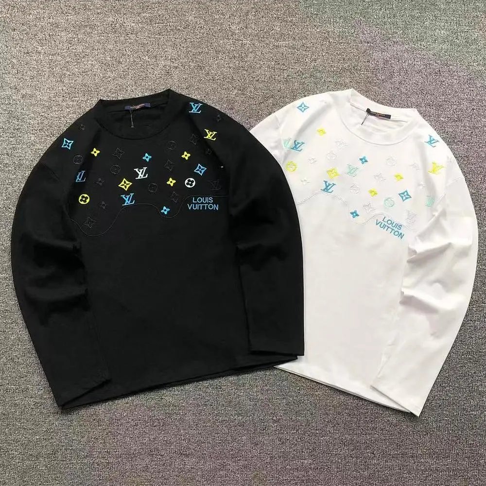 Louis Vuitton colorful monogram embroidered long sleeve tee — W2CFinds curated find