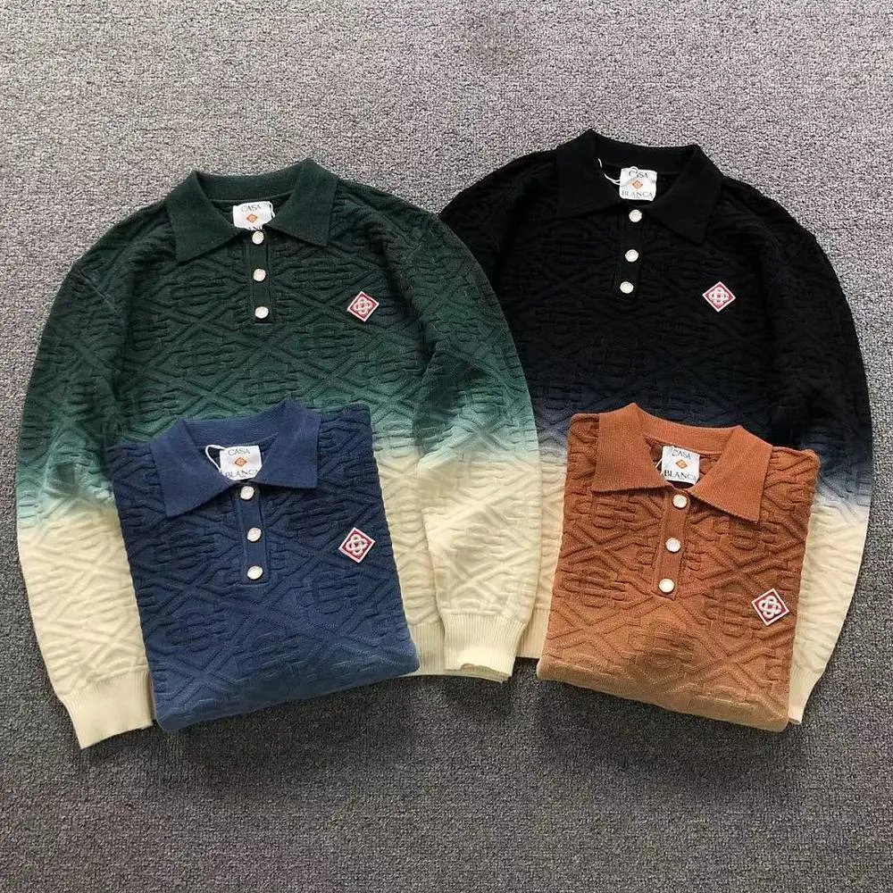 Casablanca gradient jacquard polo sweater