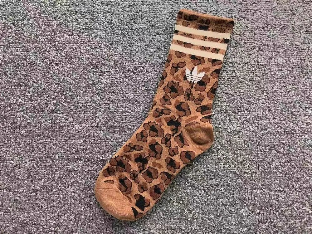 Adidas Socks Trefoil crew with leopard-print striped cuffs image 4