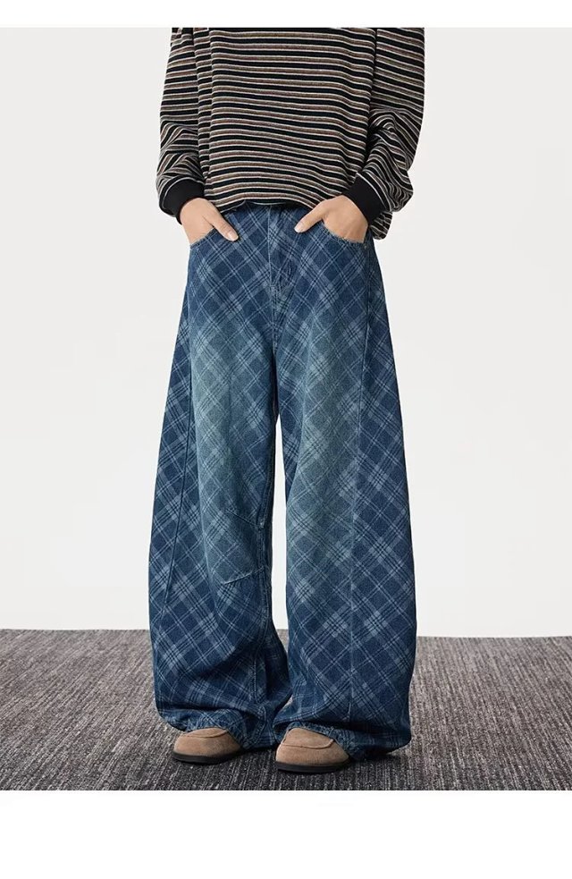 Vintage Plaid Wide Leg Jeans: seller detail photo 6