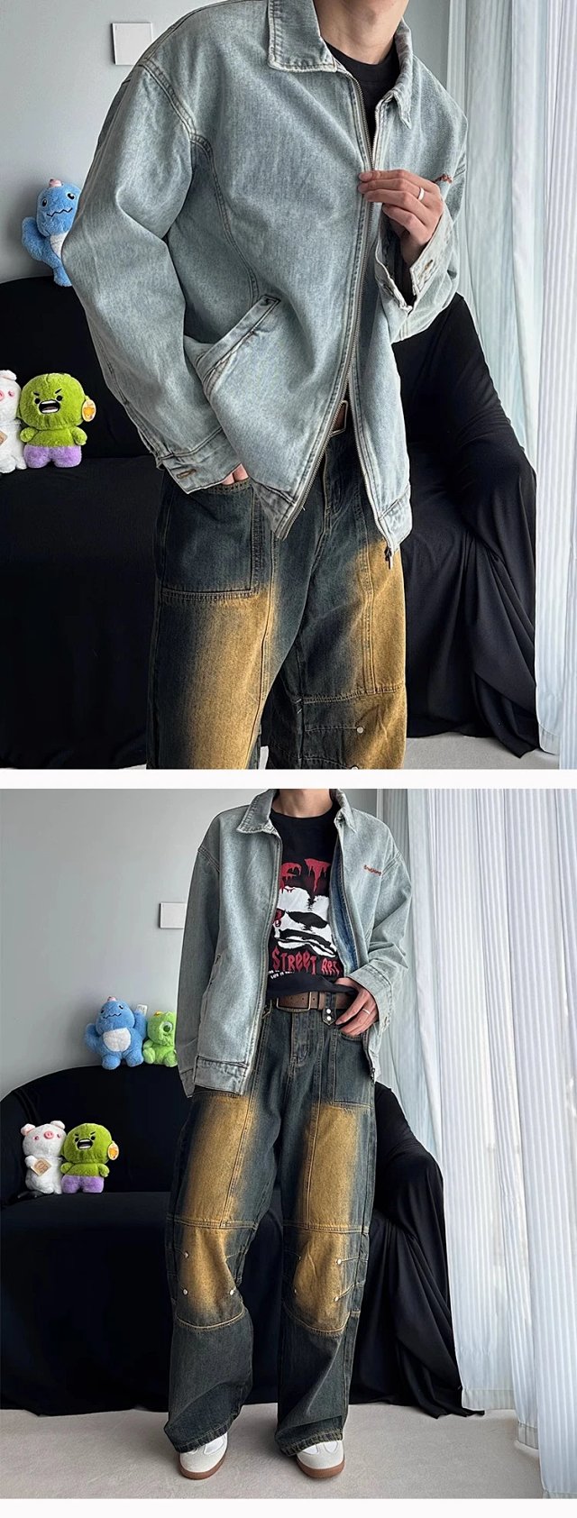 Embroidered Washed Denim Jacket: seller detail photo 3