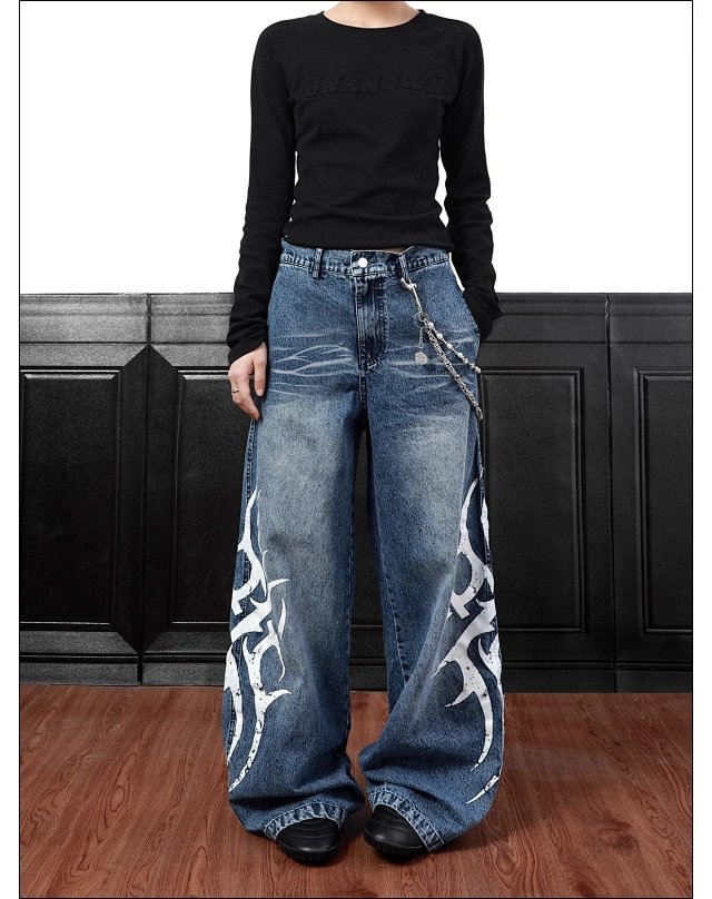Totem Print Straight Jeans: seller detail photo 5