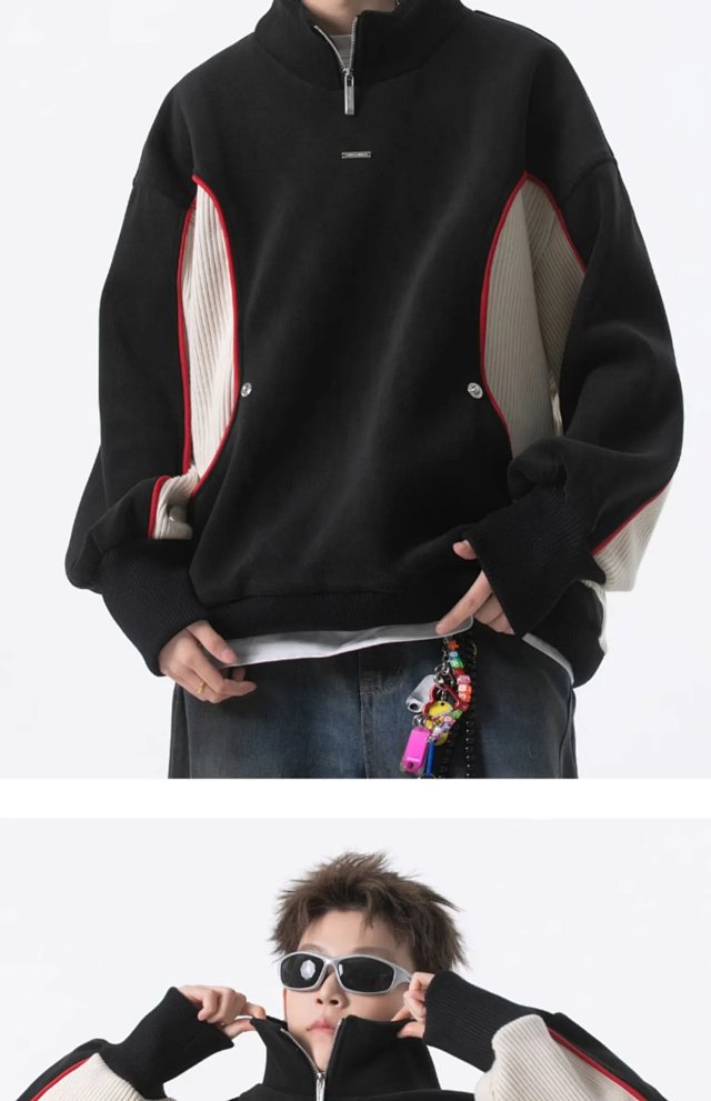 Half Zip Stand Collar Sweatshirt: seller detail photo 12
