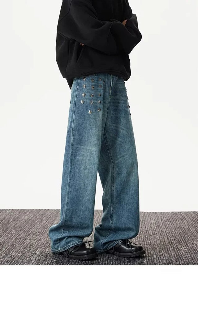 Studded Washed Straight Jeans: seller detail photo 3
