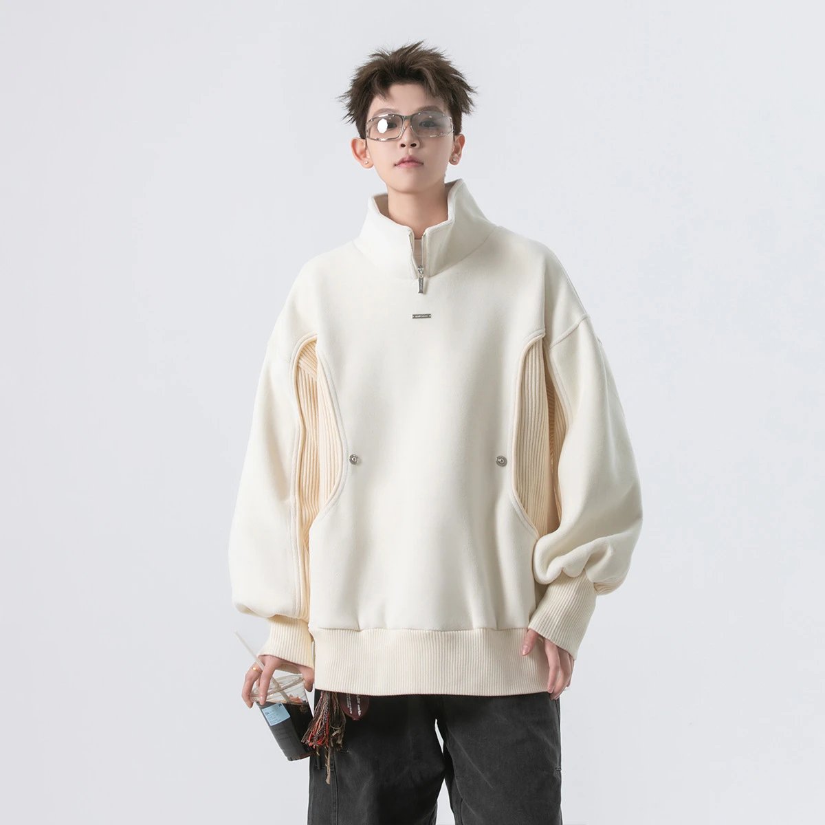 Half Zip Stand Collar Sweatshirt | 2 colorways