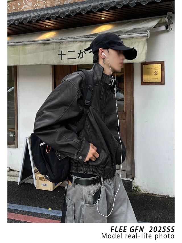 Deconstructed PU Biker Jacket: seller detail photo 1