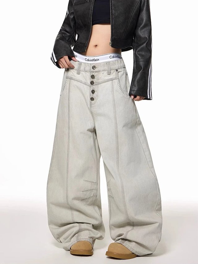 Deconstructed Wide Leg Jeans: seller detail photo 2