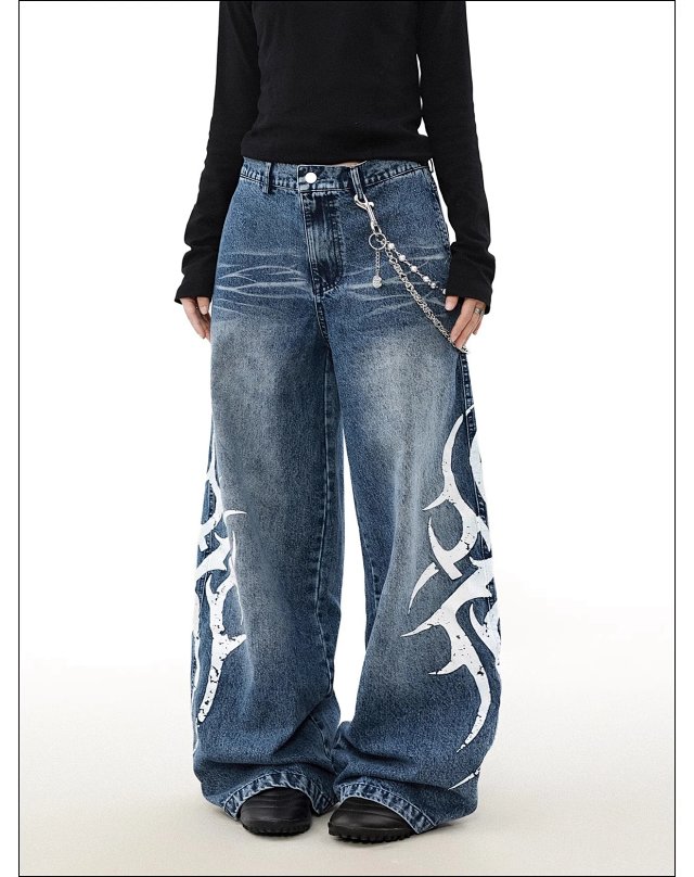 Totem Print Straight Jeans: seller detail photo 3