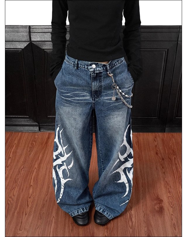 Totem Print Straight Jeans: seller detail photo 8