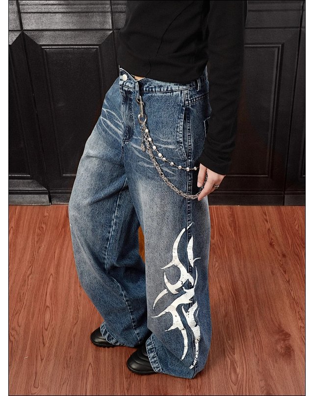 Totem Print Straight Jeans: seller detail photo 9