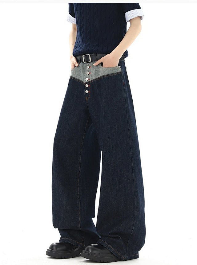 Button Detail Wide Leg Jeans: seller detail photo 7