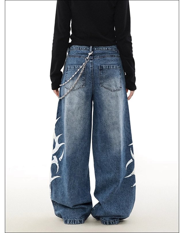 Totem Print Straight Jeans: seller detail photo 4