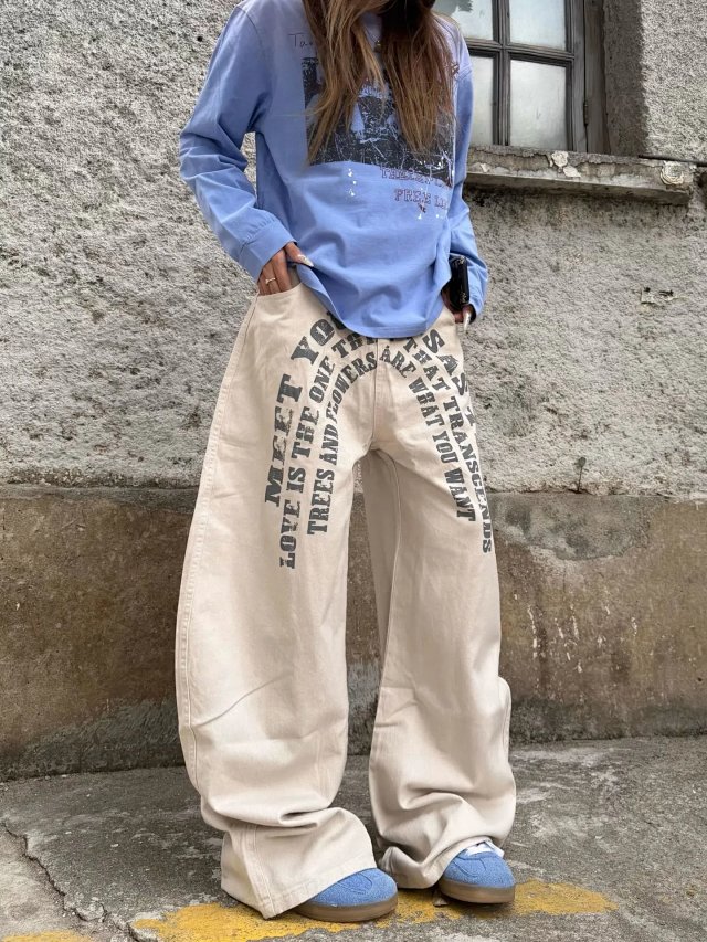 Letter Print Baggy Jeans: seller detail photo 3