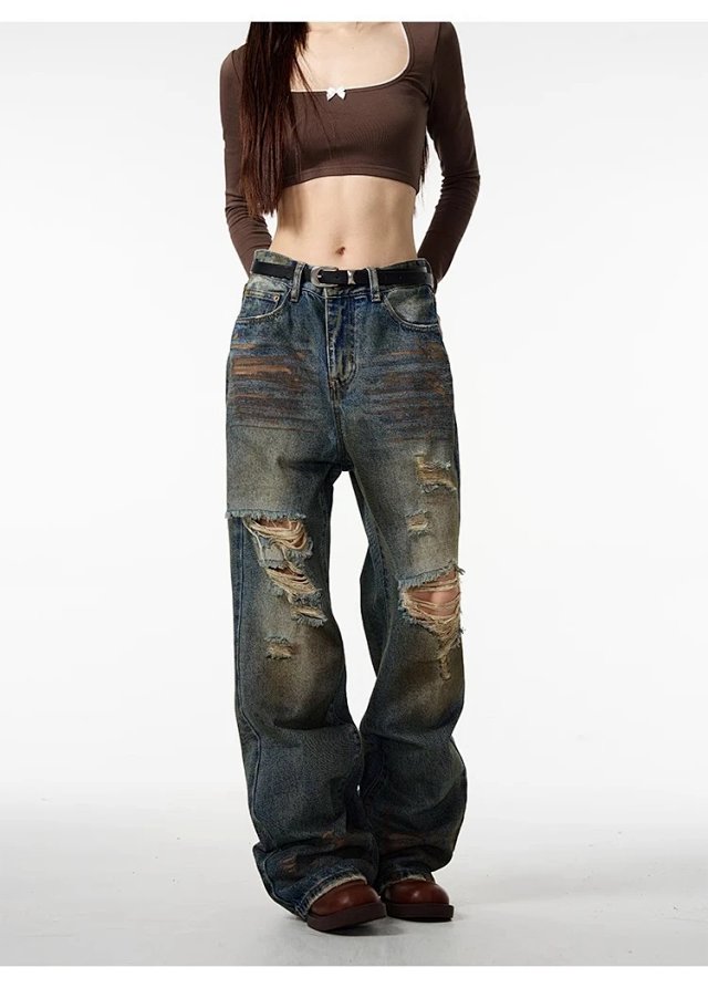 Vintage Distressed Straight Jeans: seller detail photo 13