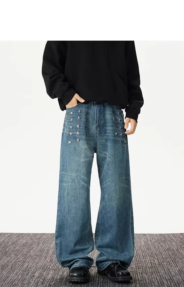 Studded Washed Straight Jeans: seller detail photo 2