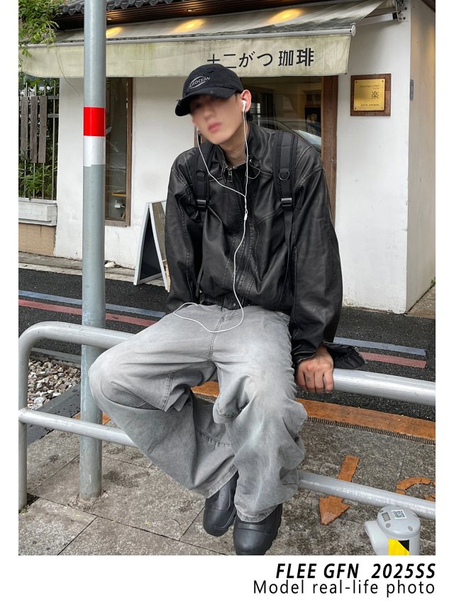 Deconstructed PU Biker Jacket: seller detail photo 7