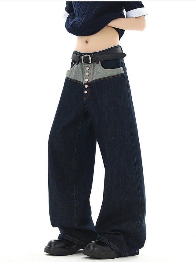 Button Detail Wide Leg Jeans: seller detail photo 5