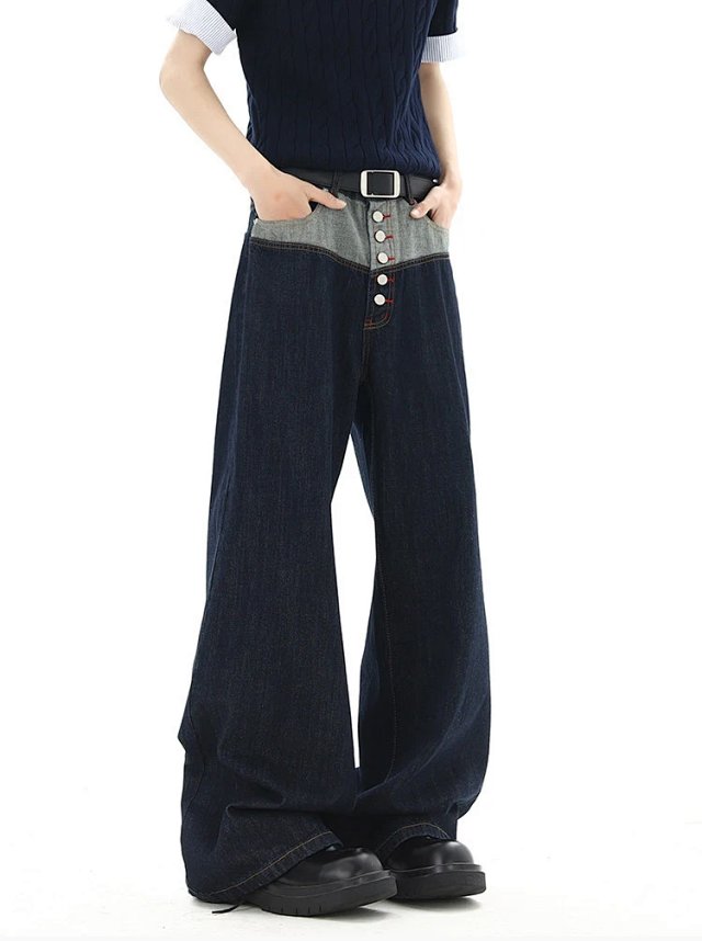 Button Detail Wide Leg Jeans: seller detail photo 8