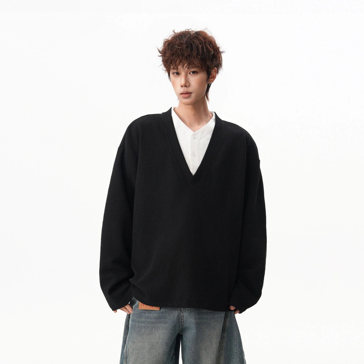 Layered V Neck Sweatshirt | 2 colorways