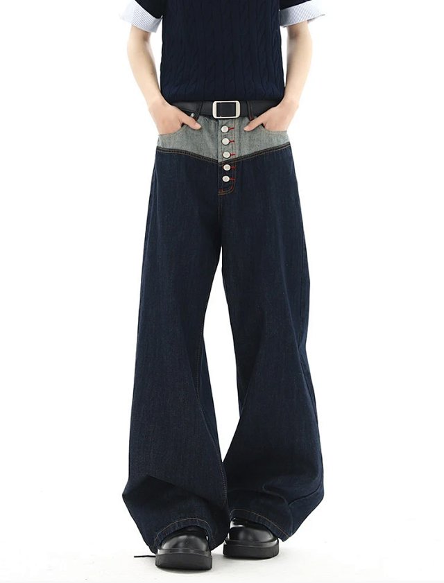 Button Detail Wide Leg Jeans: seller detail photo 4